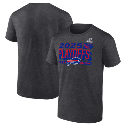 Buffalo Bills 2025 Playoffs Ready T-Shirt - Heather Charcoal