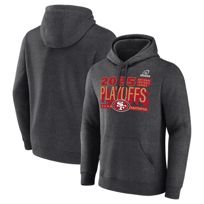 San Francisco 49ers 2025 Playoffs Ready Hoodie - Heather Charcoal