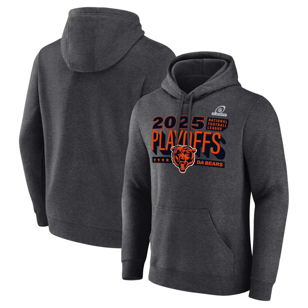 Chicago Bears 2025 Playoffs Ready Hoodie - Heather Charcoal