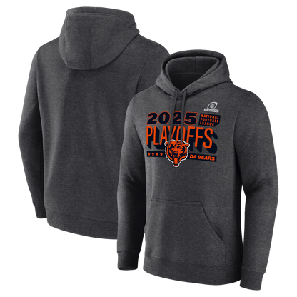 Chicago Bears 2025 Playoffs Ready Hoodie - Heather Charcoal