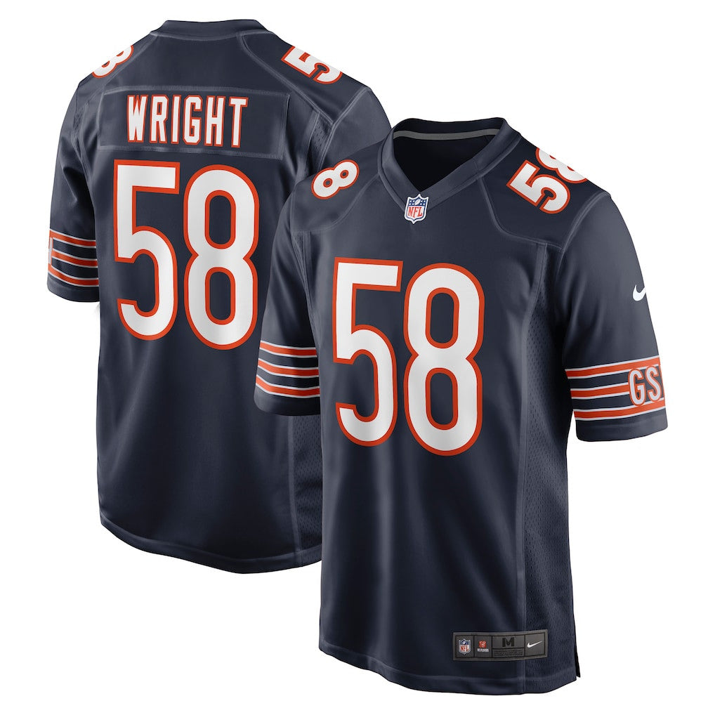 Darnell Wright 58 Chicago Bears Team Game Men Jersey - Navy
