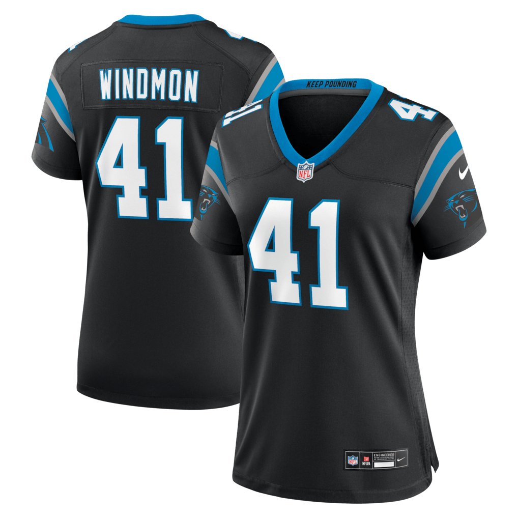 Jacoby Windmon 41 Carolina Panthers Women's Team Game Jersey - Black