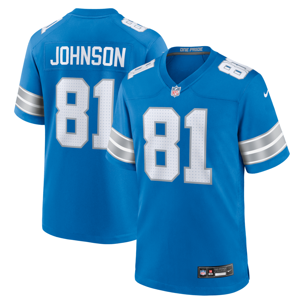 Calvin Johnson 81 Detroit Lions Team Retired Game Men Jersey - Blue