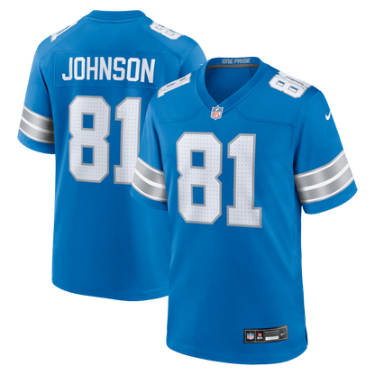Calvin Johnson 81 Detroit Lions Team Retired Game Men Jersey - Blue