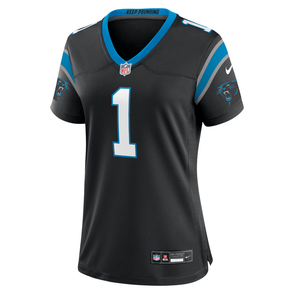 Cam Newton 1 Carolina Panthers Women's Team Retired Game Jersey - Black