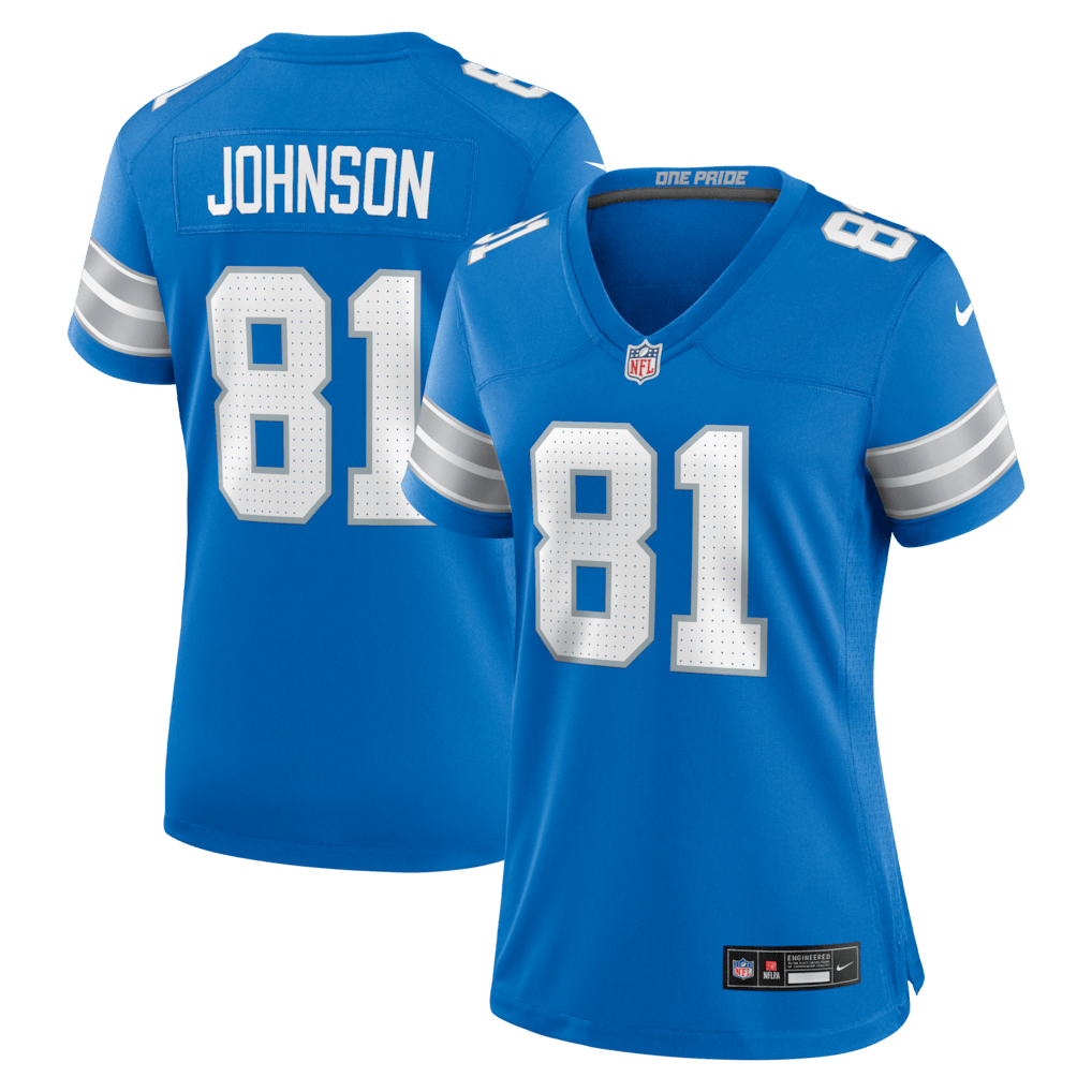 Calvin Johnson 81 Detroit Lions Women's Team Retired Game Jersey - Blue