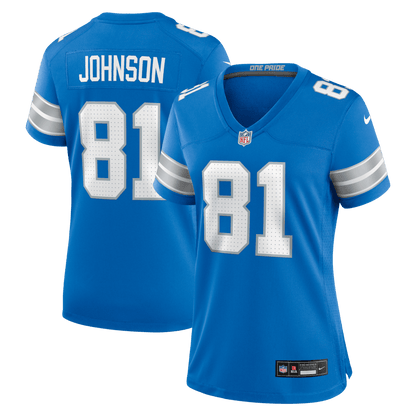 Calvin Johnson 81 Detroit Lions Women's Team Retired Game Jersey - Blue