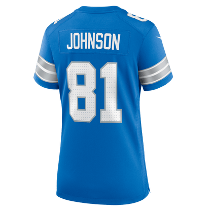 Calvin Johnson 81 Detroit Lions Women's Team Retired Game Jersey - Blue