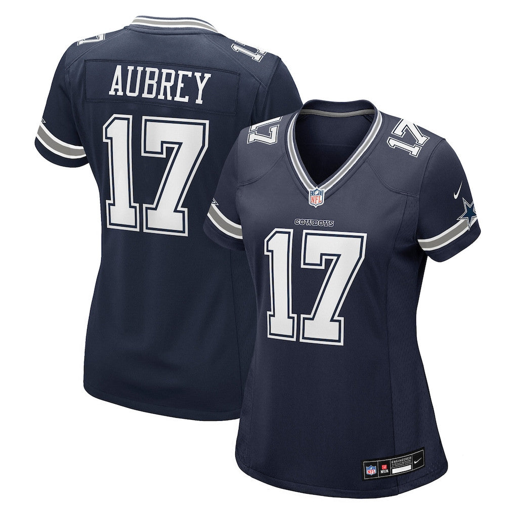 Brandon Aubrey 17 Dallas Cowboys Women's Team Game Jersey - Navy