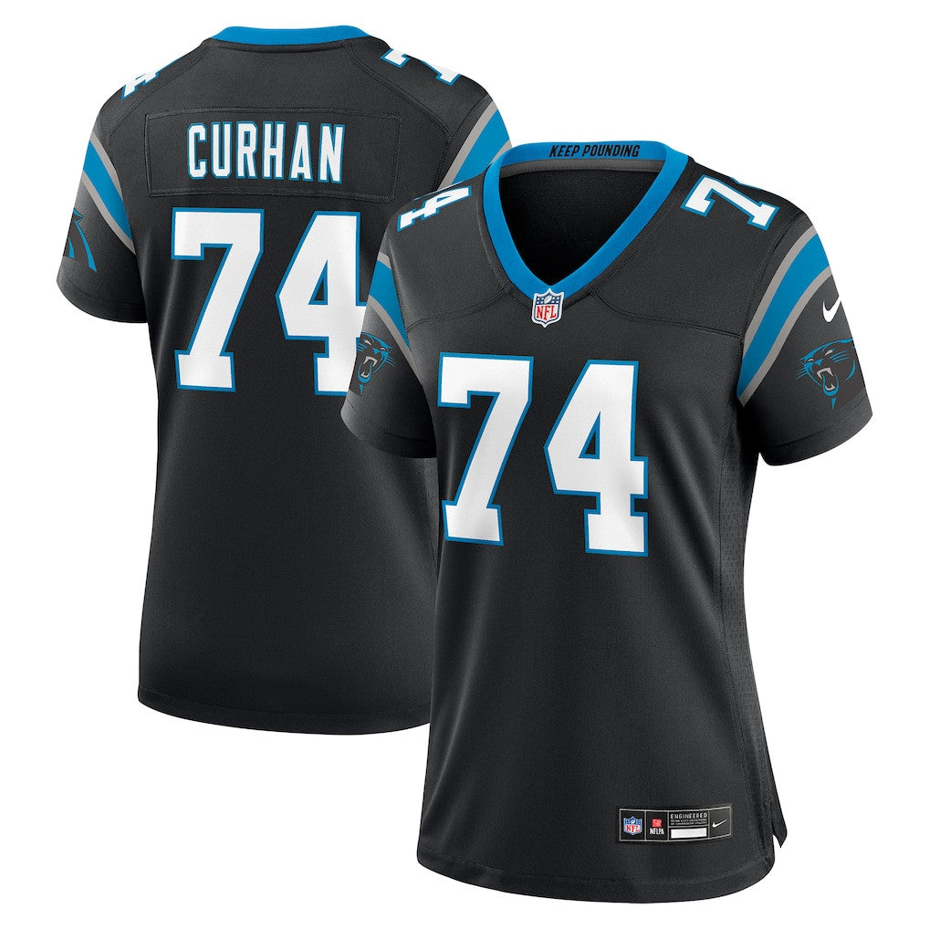 Jake Curhan 74 Carolina Panthers Women's Team Game Jersey - Black