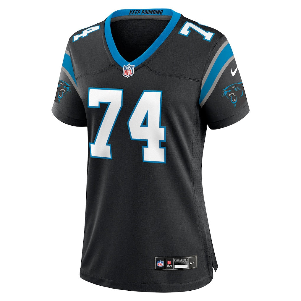 Jake Curhan 74 Carolina Panthers Women's Team Game Jersey - Black