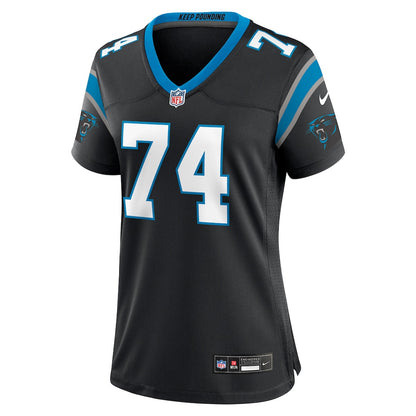 Jake Curhan 74 Carolina Panthers Women's Team Game Jersey - Black