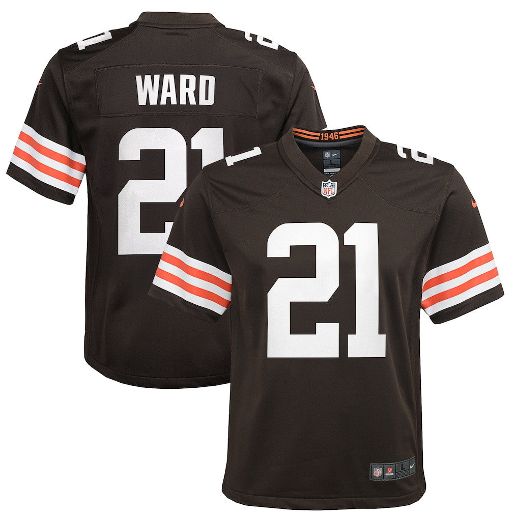 Denzel Ward 21 Cleveland Browns Game YOUTH Jersey - Brown