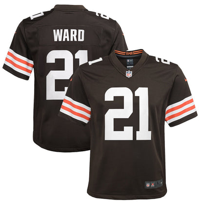 Denzel Ward 21 Cleveland Browns Game YOUTH Jersey - Brown