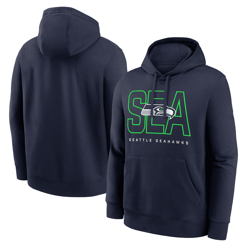 Seattle Seahawks Navy Pullover Hoodie – Graphic - Unisex Fan Apparel