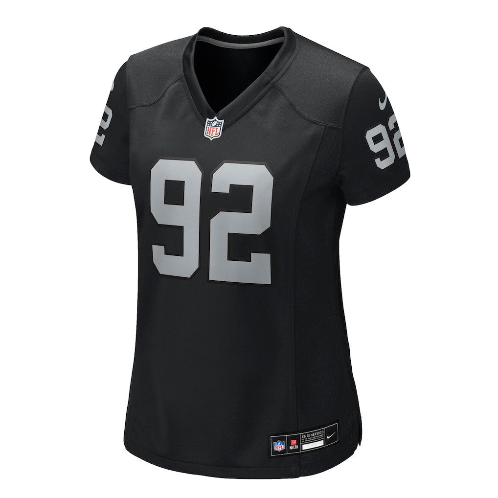 JJ Pegues 92 Las Vegas Raiders Women's Team Game Jersey - Black