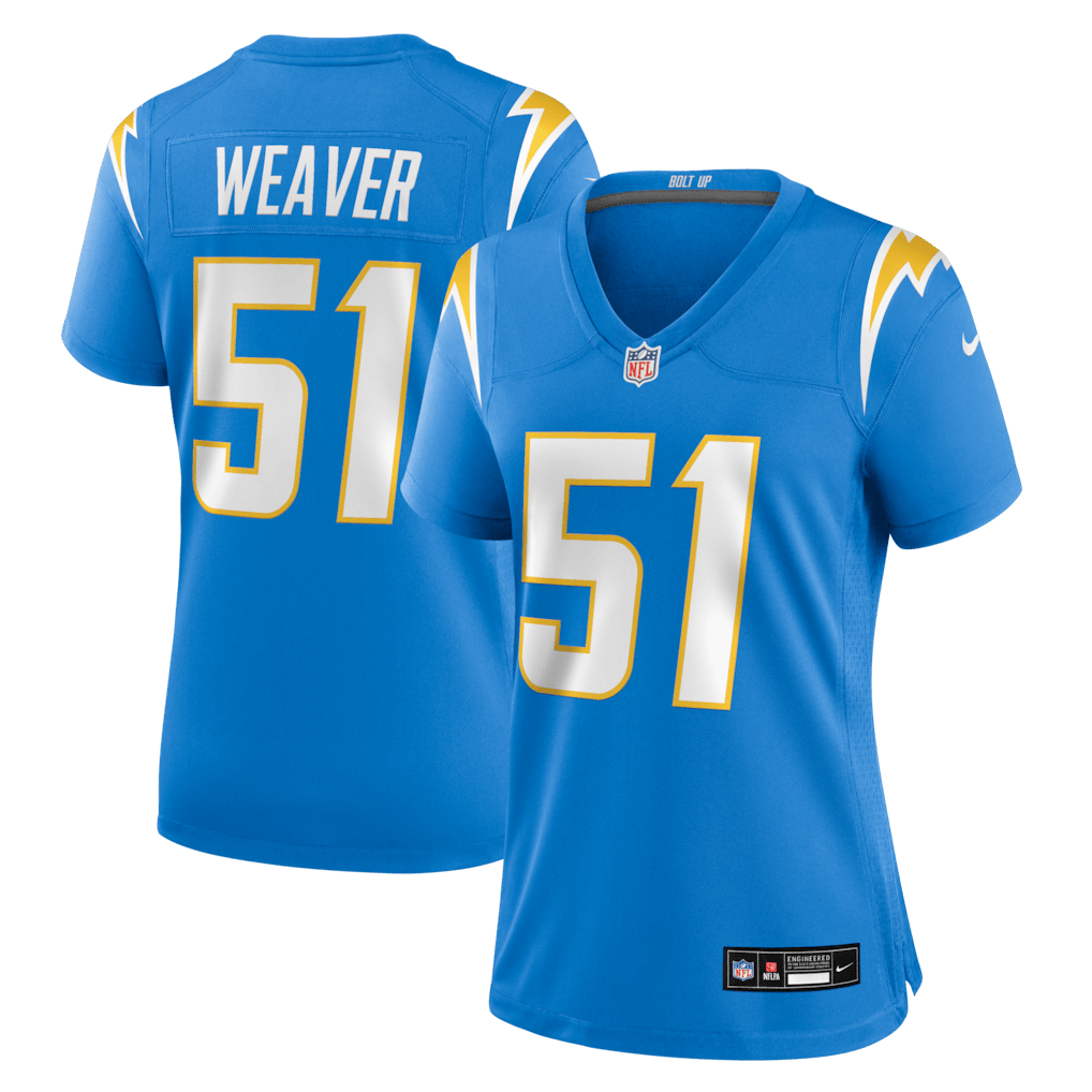 Rashad Weaver 51 Los Angeles Chargers Women's Team Game Jersey - Powder Blue