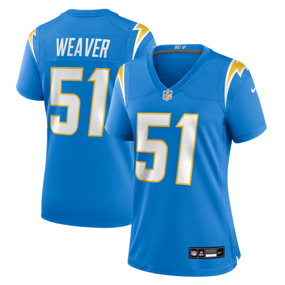Rashad Weaver 51 Los Angeles Chargers Women's Team Game Jersey - Powder Blue