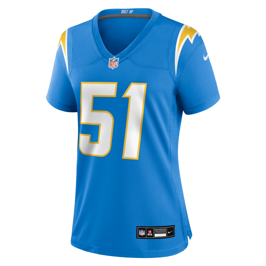 Rashad Weaver 51 Los Angeles Chargers Women's Team Game Jersey - Powder Blue