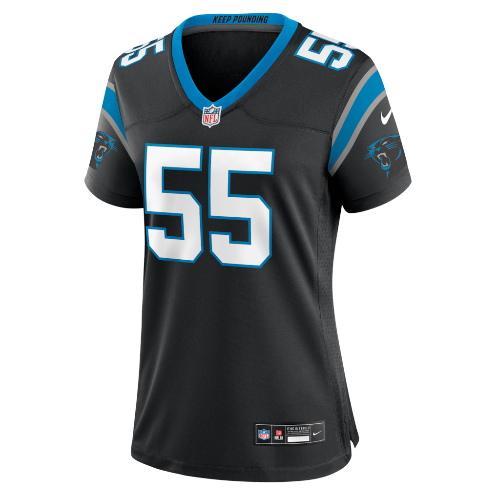 Maema Njongmeta 55 Carolina Panthers Women's Team Game Jersey - Black