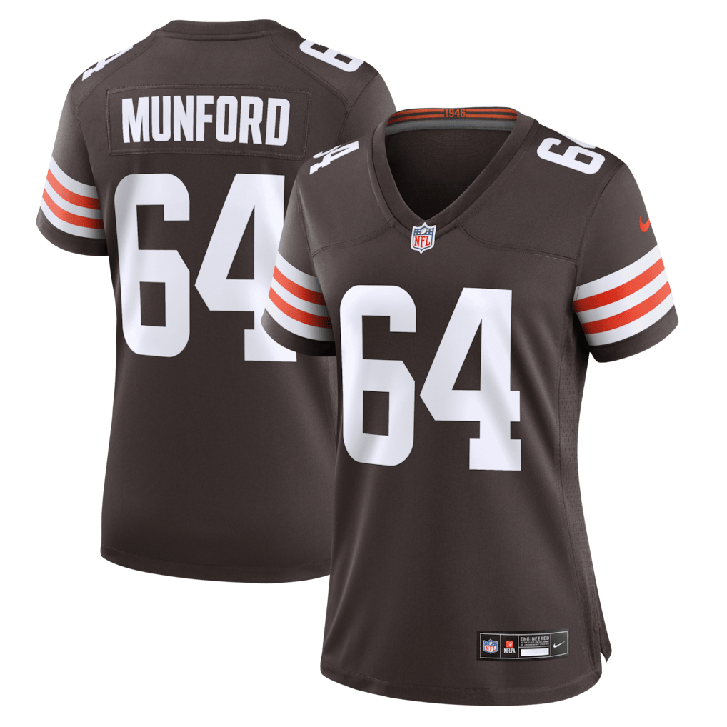 Thayer Munford 64 Cleveland Browns Women's Team Game Jersey - Brown