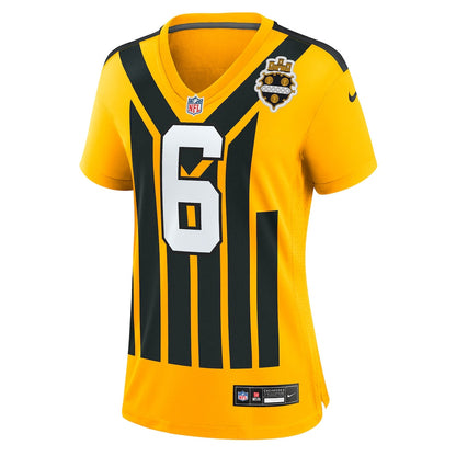 Patrick Queen 6 Pittsburgh Steelers Women's Alternate 1933 Throwback Game Jersey - Gold