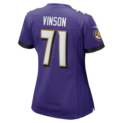 Carson Vinson 71 Baltimore Ravens Women's Team Game Jersey - Purple