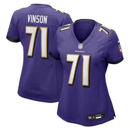 Carson Vinson 71 Baltimore Ravens Women's Team Game Jersey - Purple