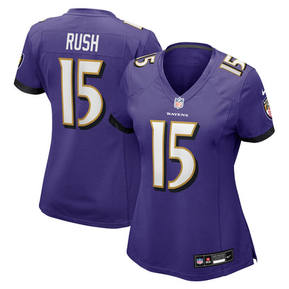 Cooper Rush 15 Baltimore Ravens Women's Team Game Jersey - Purple