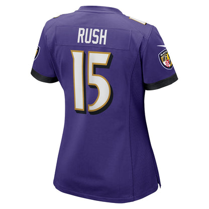 Cooper Rush 15 Baltimore Ravens Women's Team Game Jersey - Purple