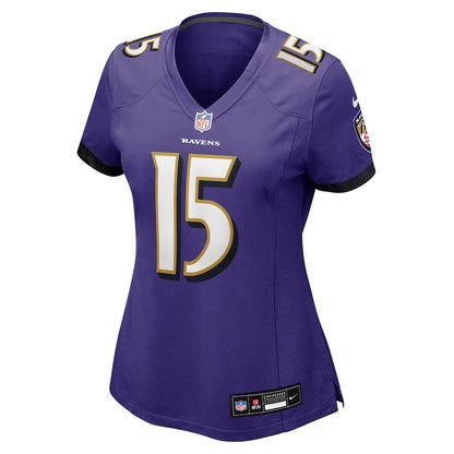 Cooper Rush 15 Baltimore Ravens Women's Team Game Jersey - Purple
