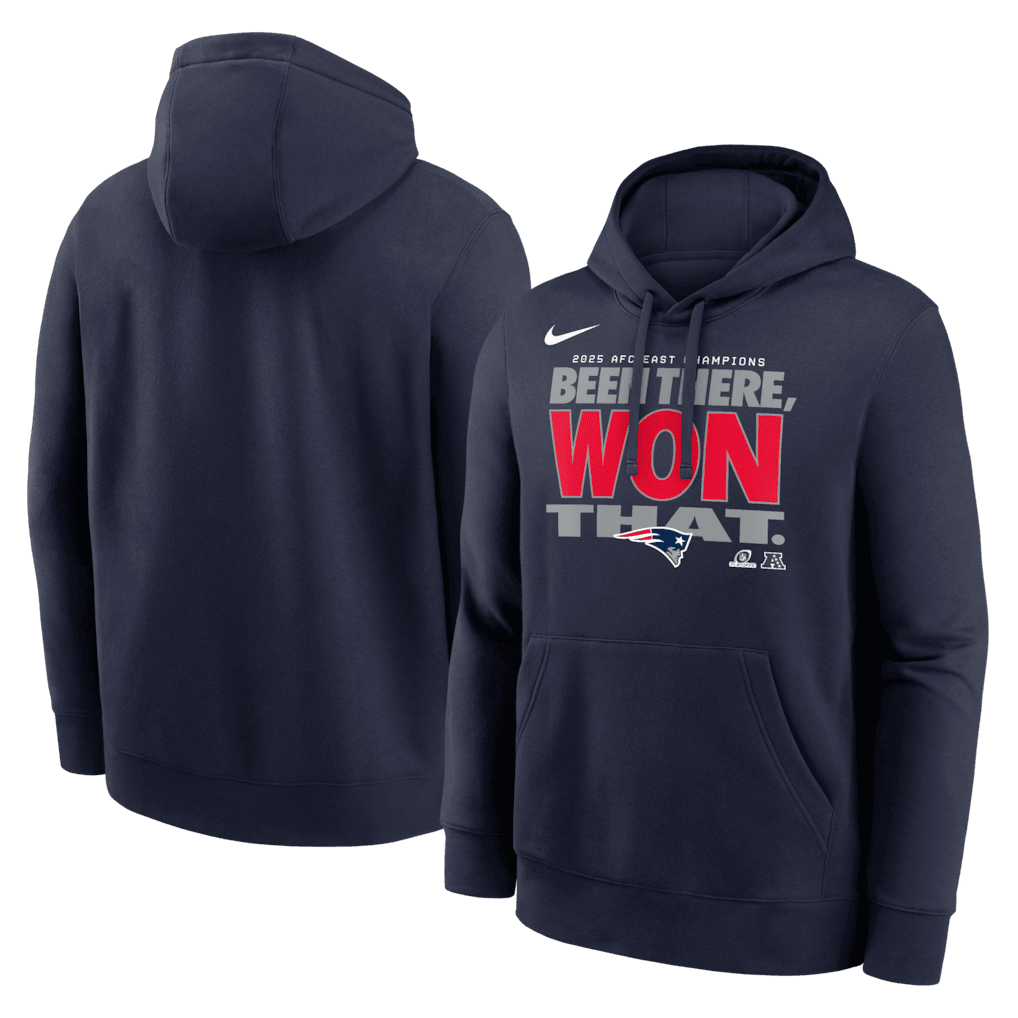 New England Patriots 2025 AFC East Division Champions Hoodie - Navy
