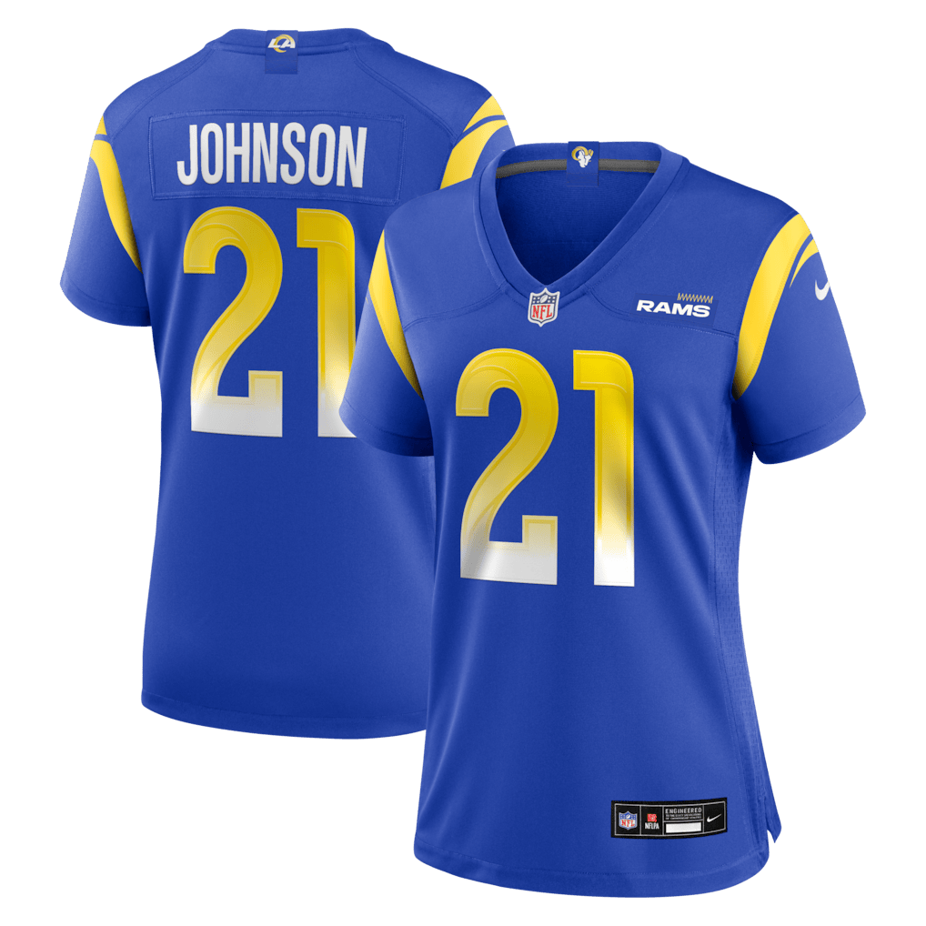 Alex Johnson 21 Los Angeles Rams Women's Team Game Jersey - Royal