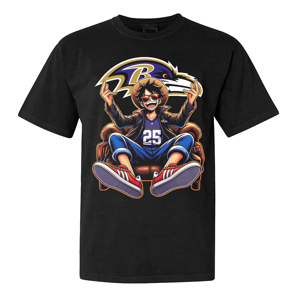 Baltimore Ravens Luffy T-shirt - Black