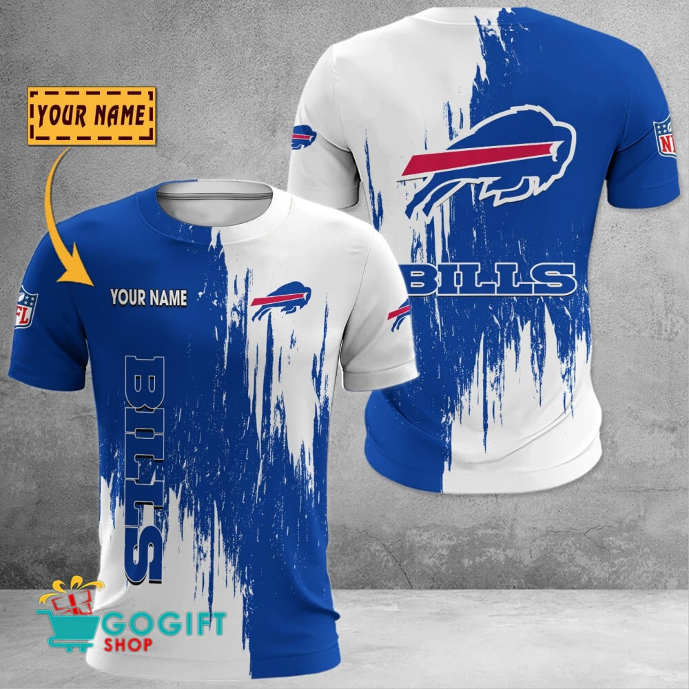 Buffalo Bills Custom Name Scratched Color All Over Printed T-shirt