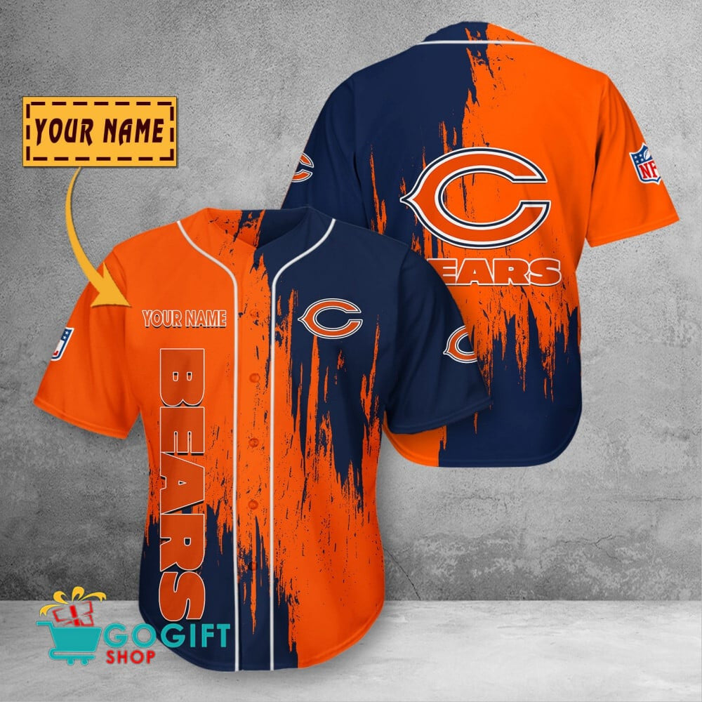 Chicago Bears Custom Name Scratched Color 3D Baseball Jersey