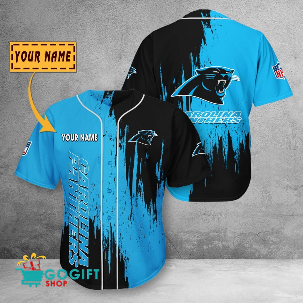 Carolina Panthers Custom Name Scratched Color 3D Baseball Jersey