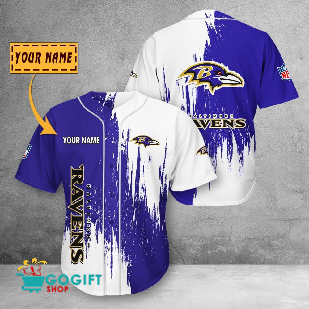 Baltimore Ravens Custom Name Scratched Color 3D Baseball Jersey