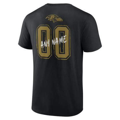 Baltimore Ravens Hustle Custom Name & Number T-Shirt - Black