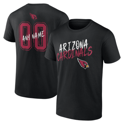 Arizona Cardinals Hustle Custom Name & Number T-Shirt - Black
