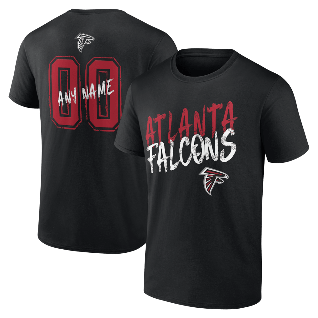 Atlanta Falcons Hustle Custom Name & Number T-Shirt - Black
