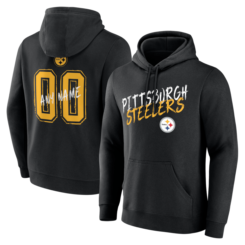 Pittsburgh Steelers Hustle Custom Name & Number Hoodie - Black