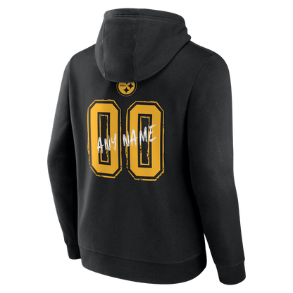 Pittsburgh Steelers Hustle Custom Name & Number Hoodie - Black