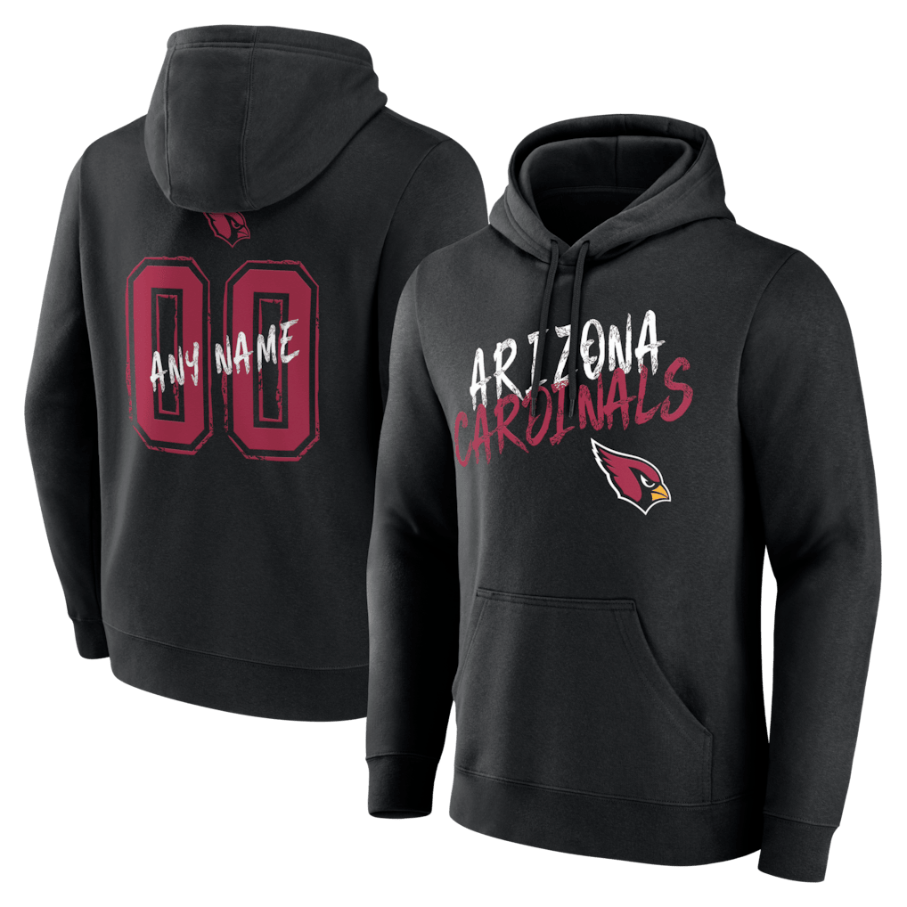 Arizona Cardinals Hustle Custom Name & Number Hoodie - Black