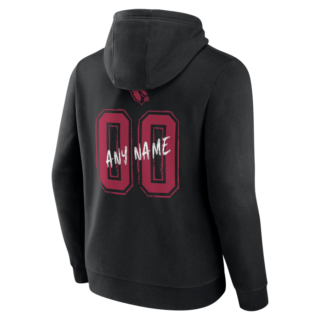 Arizona Cardinals Hustle Custom Name & Number Hoodie - Black