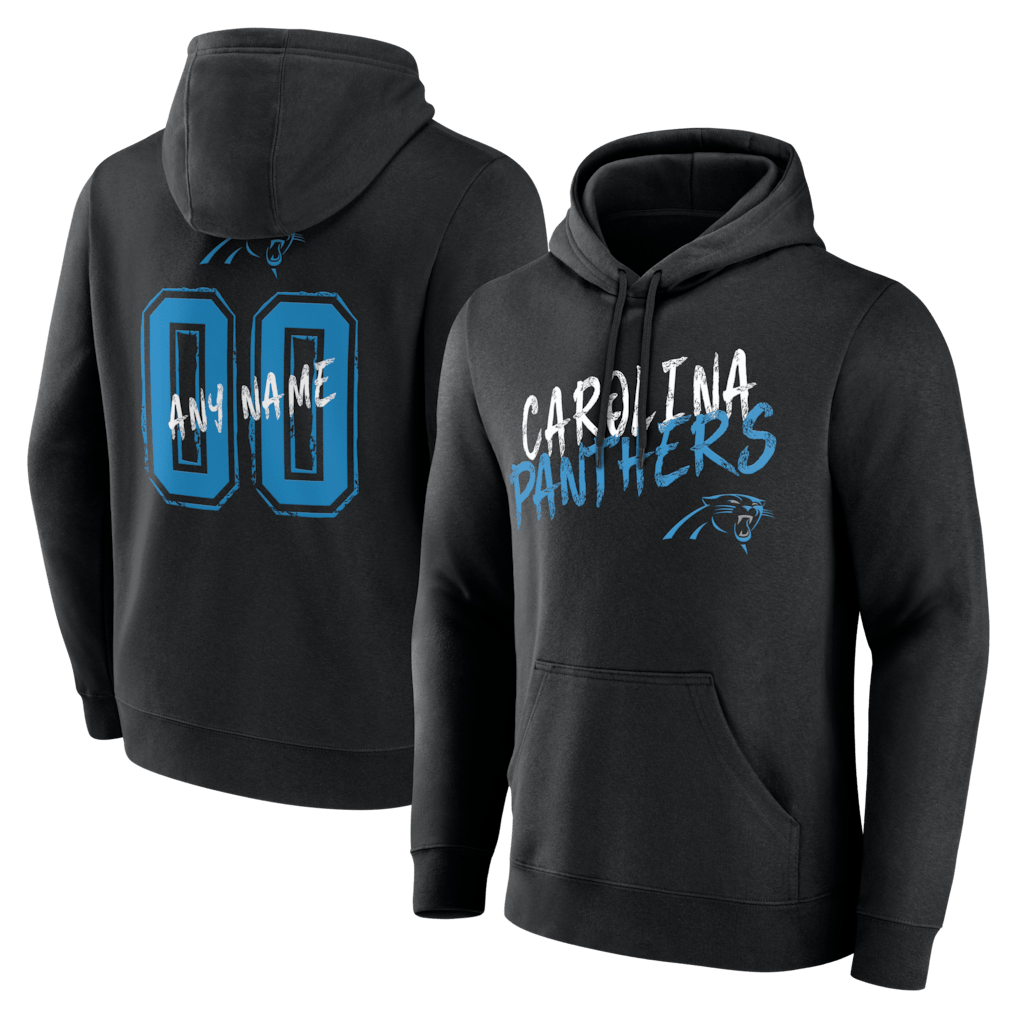 Carolina Panthers Hustle Custom Name & Number Hoodie - Black