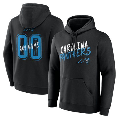 Carolina Panthers Hustle Custom Name & Number Hoodie - Black