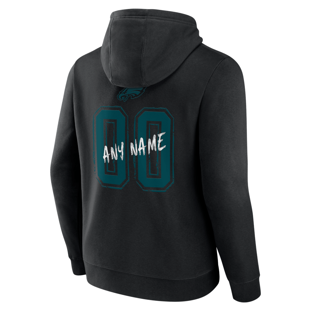 Philadelphia Eagles Hustle Custom Name & Number Hoodie - Black