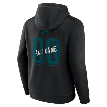 Philadelphia Eagles Hustle Custom Name & Number Hoodie - Black