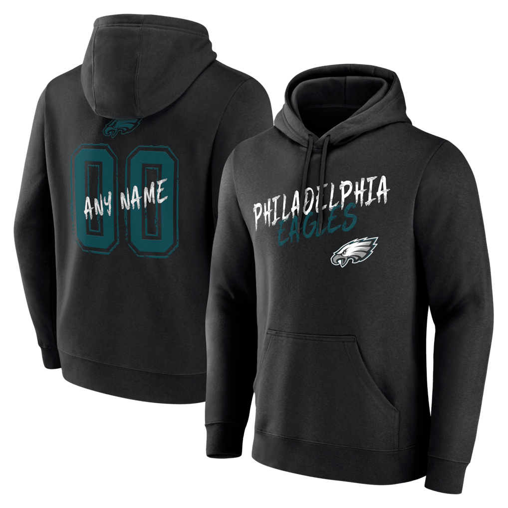 Philadelphia Eagles Hustle Custom Name & Number Hoodie - Black